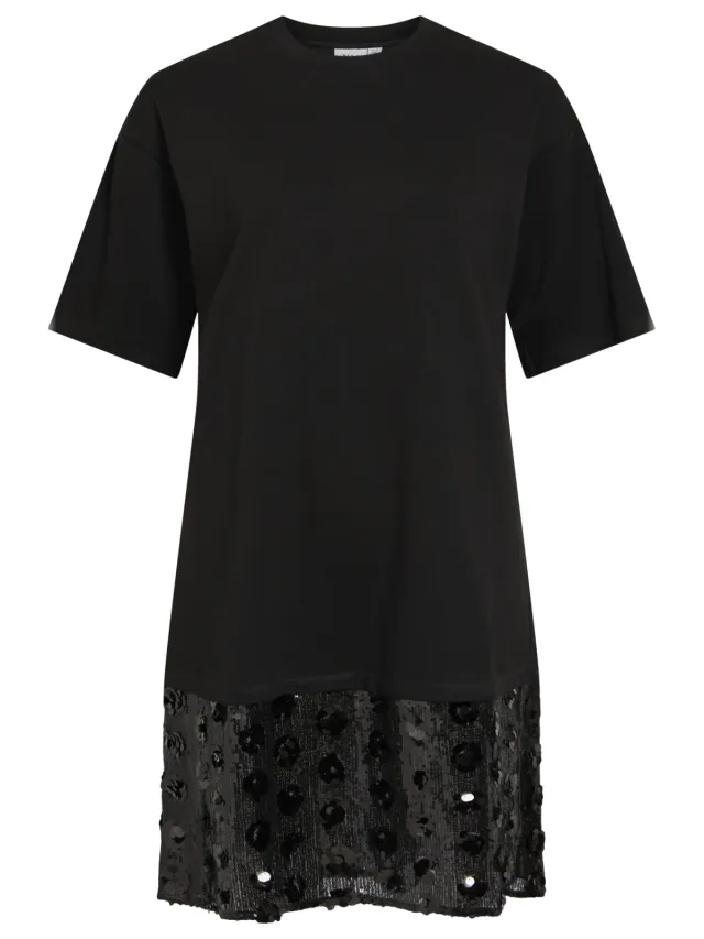 Vila Violona 2/4 Dress korte glitterjurk met pailletten - zwart