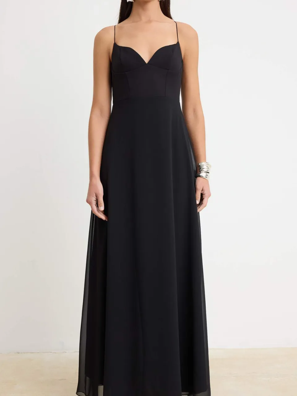 Trendyol TRENDYOLMİLLA Dames Zwart Effen Maxi Mouwloos A-lijn Avond & Gala Jurk, foto 2