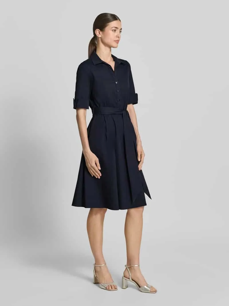 ROBE LÉGÈRE Knielange overhemdjurk met strikceintuur marineblauw, foto 3