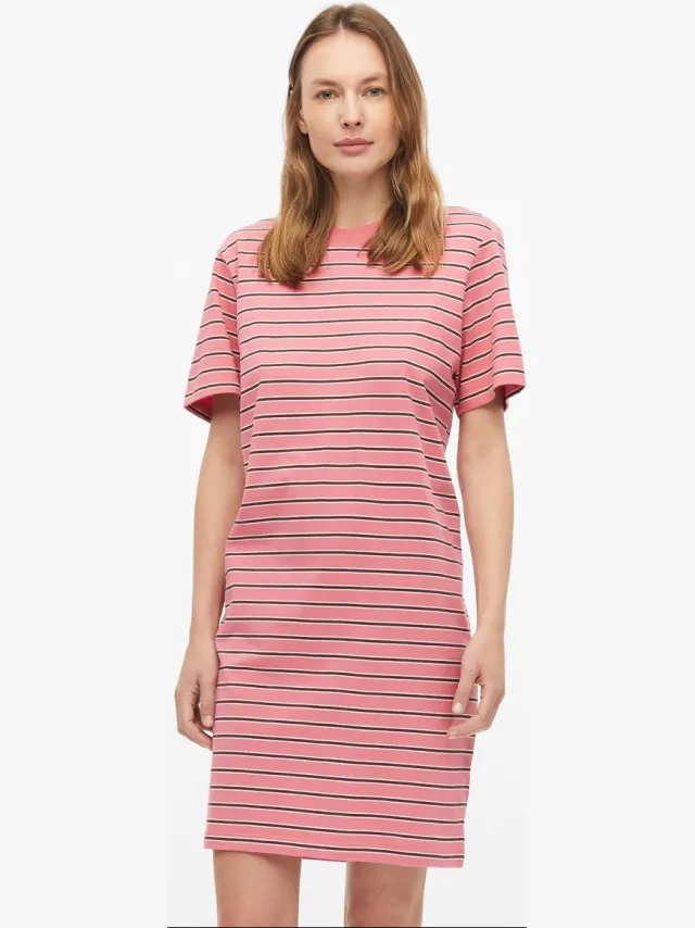 S.Oliver female - Korte jersey jurk met strepen koraal
