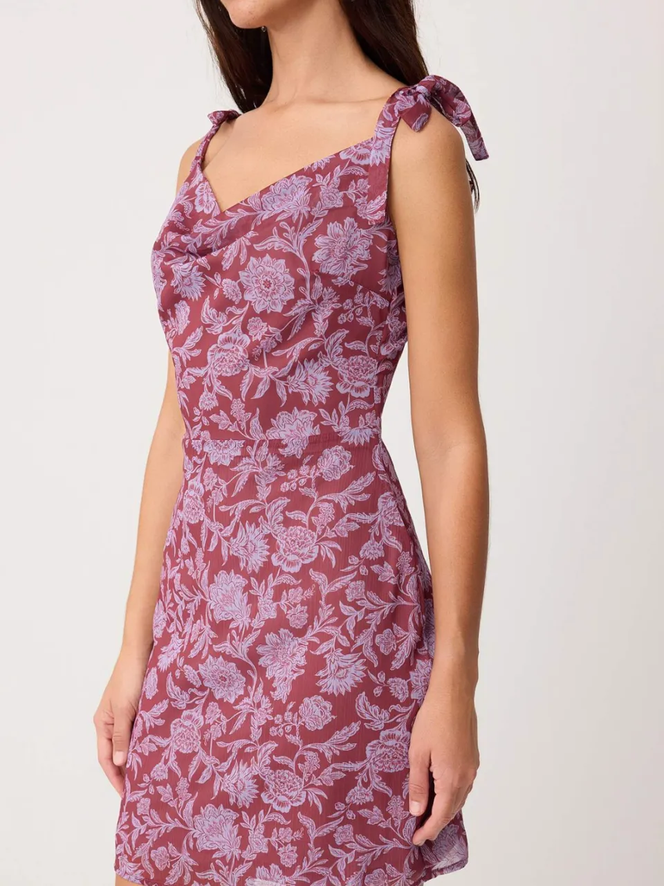 Trendyol TRENDYOLMİLLA Dames Paars Bloemen Kort / Mini Mouwloos Slipjurken, foto 2