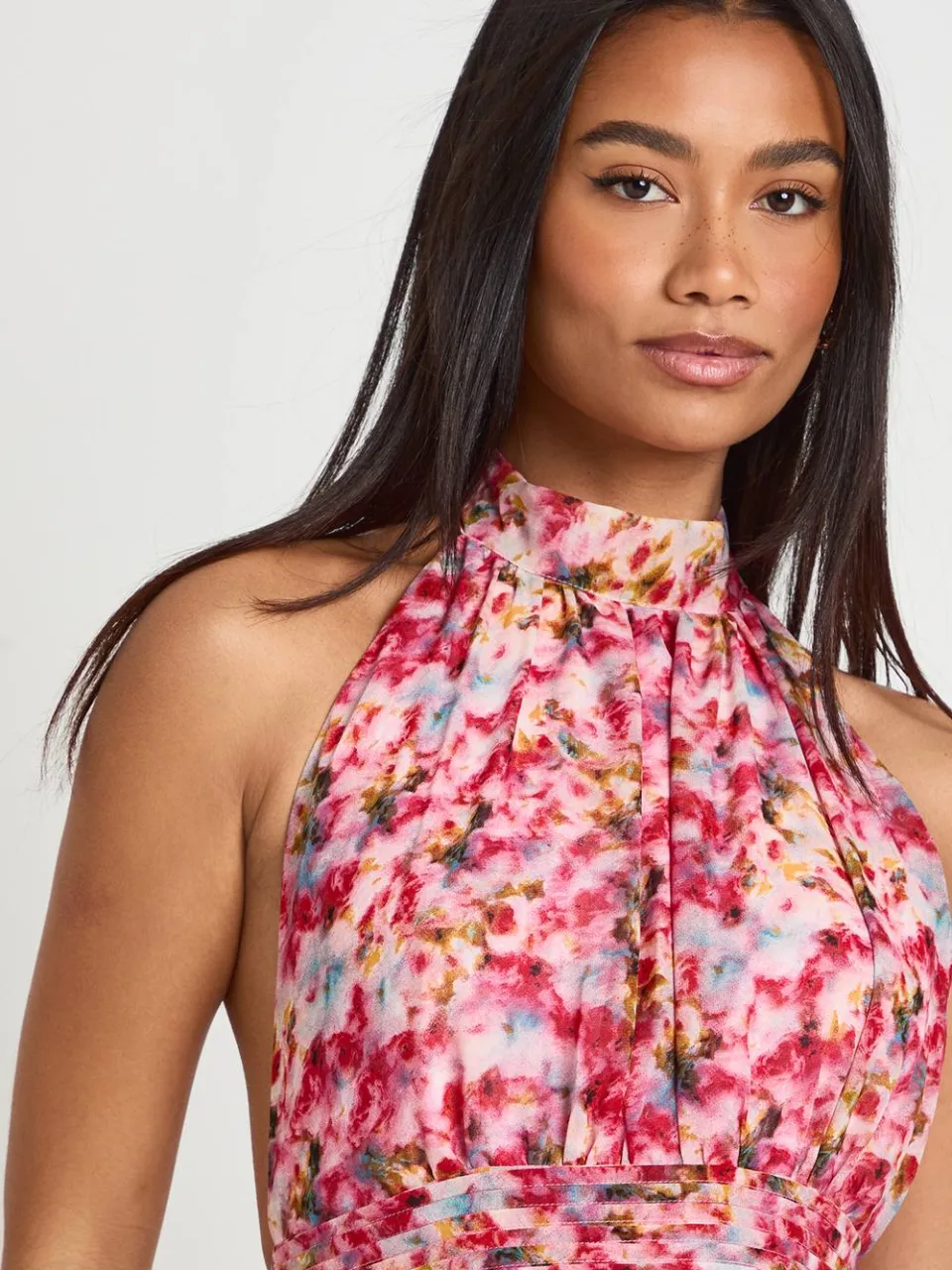 boohoo Dames Gebloemde Geplooide Mini-jurk Van Chiffon roze, foto 4