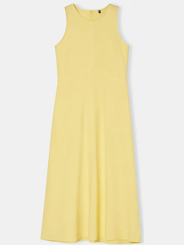 Trendyol TRENDYOLMİLLA Dames Geel Effen Midi Mouwloos Casual A-lijn Jurken