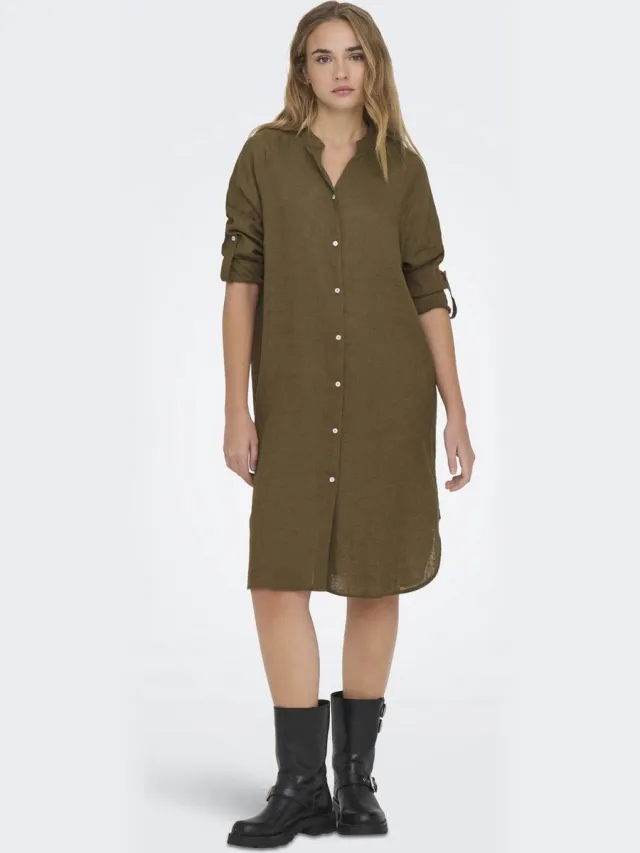 Only Jurk ONLTOKYO Linnen Midi-jurk Cub
