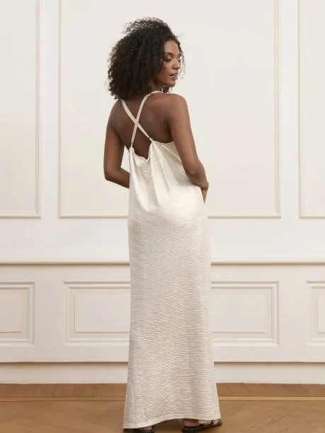 Lofty Manner maxi jurk met ceintuur - ecru, foto 6