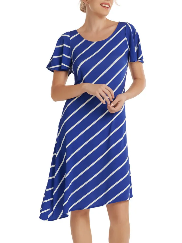 Lisca Jurk Lisca Asymmetrische zomerjurk met slipe mouwen Rhodes Blauw