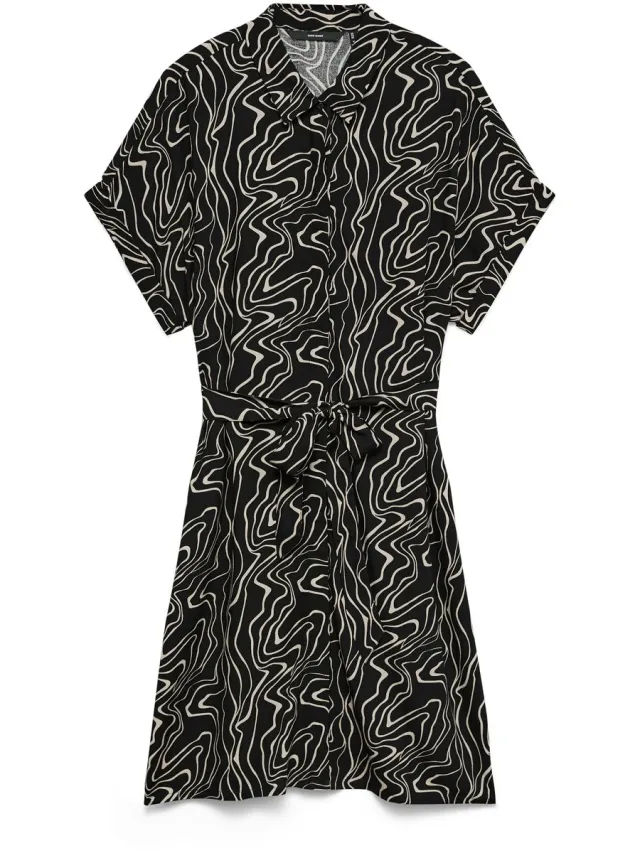 Vero Moda VMEASY JOY S/S SHIRT DRESS WVN GA - Dames - Mini jurken Black;Dana
