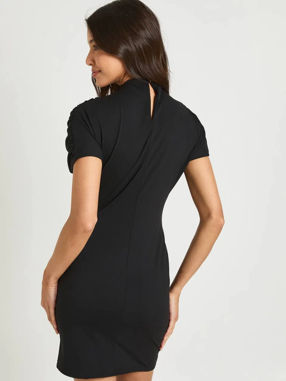 boohoo Dames Mini-jurk Met Aangewerkte Nekdrapering En Getailleerde Taille zwart, foto 3