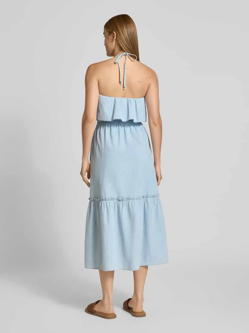 drykorn Jeansjurk met halternek model 'LUMIRA' lichtblauw, foto 4