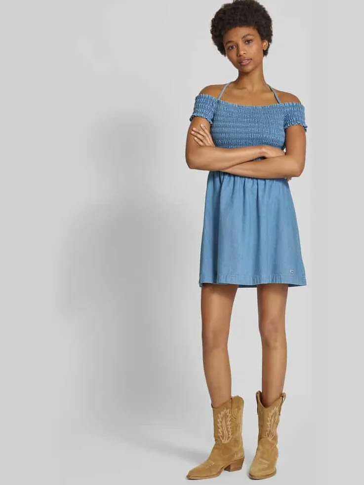 Tommy Jeans Getailleerde mini-jurk van puur katoen Jeansblauw