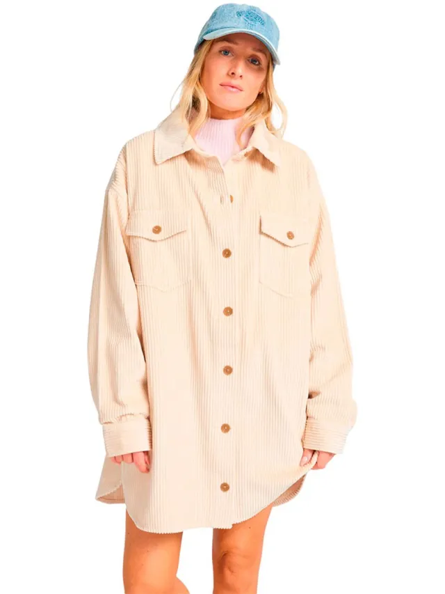 Billabong Winter Ocean Korte Jurk Met Lange Mouwen Beige M Vrouw White Cap