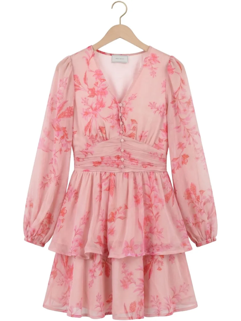 NEO NOIR Dames Jurken Rivana Print Chiffon Dress - Roze, foto 2