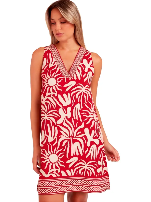 Jurk Admas Mouwloze zomerjurk Sun Summer rood