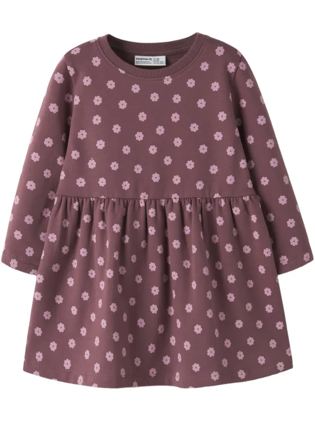 NAME IT MINI gebloemde sweatjurk donkerrood Donkerrood/roze