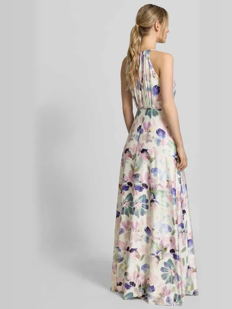 Jake*s Cocktail Maxi-jurk van satijn met bindceintuur ecru, foto 4