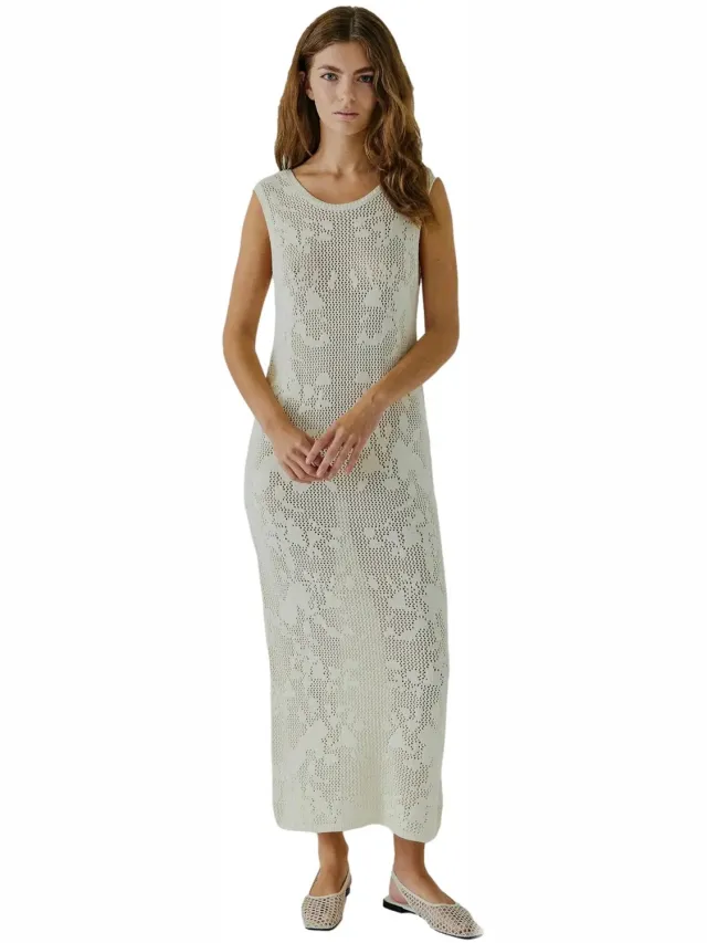 Norr Damesjurk Norr Majsa crochet gebroken wit