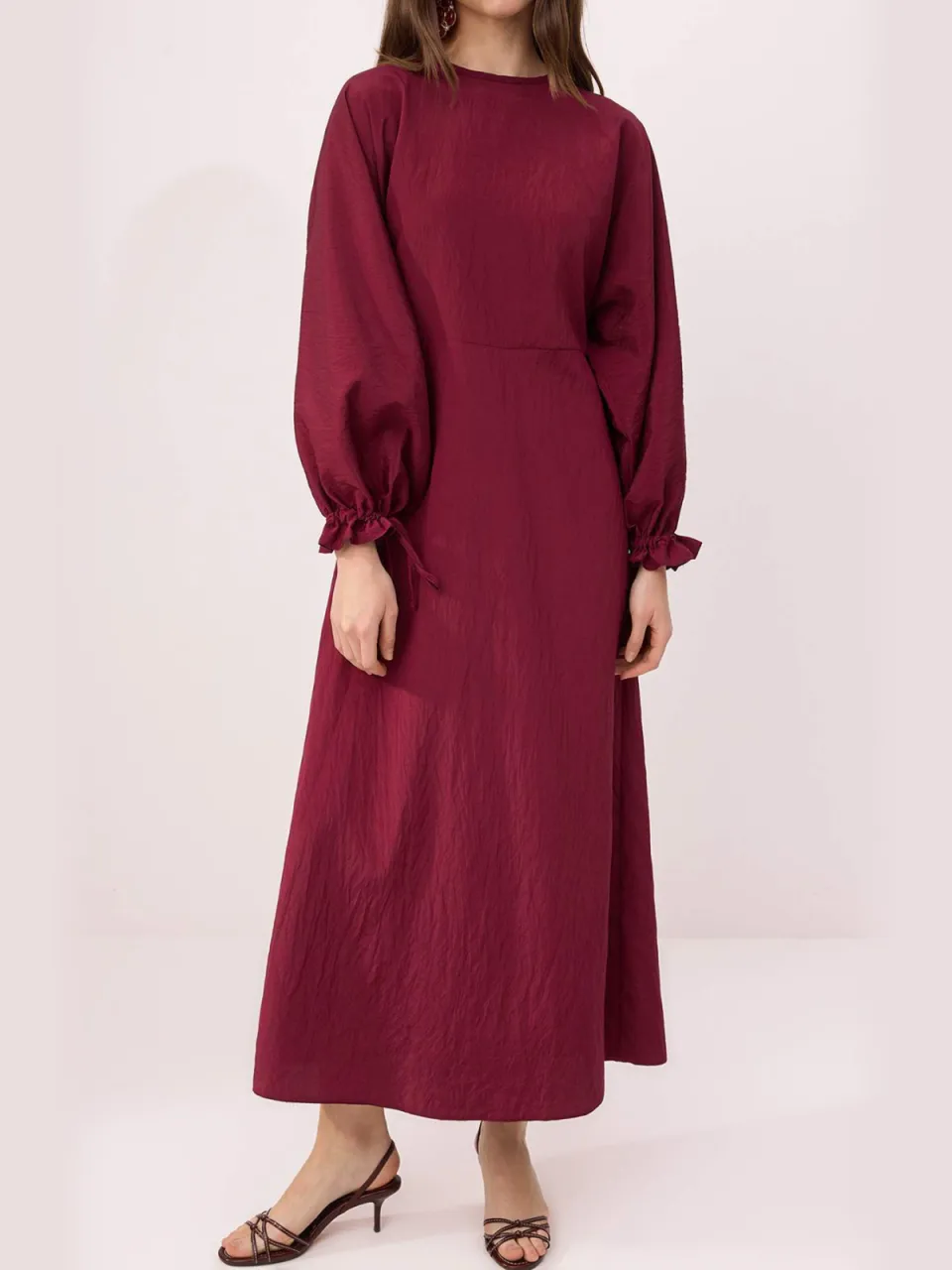 Trendyol TRENDYOLMİLLA Dames Paars Effen Maxi Lang A-lijn Modest Jurken, foto 2