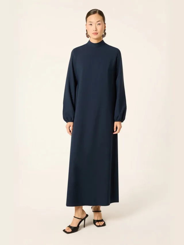 TOUCHÉ PRIVÉ Geplooide crepe jurk - Marineblauw - Dames
