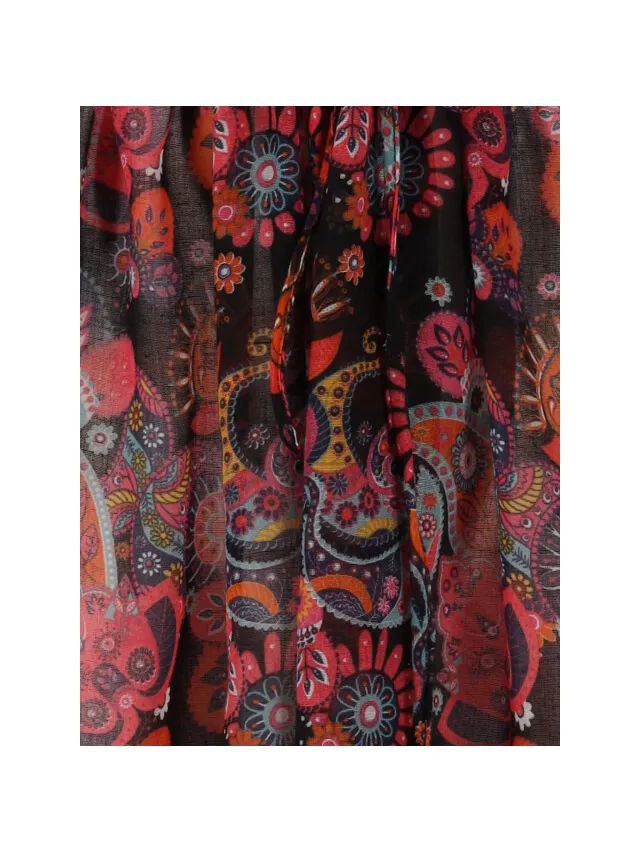Sarlini Dames tuniek strandjurk polyester kaftan print zwart, foto 2