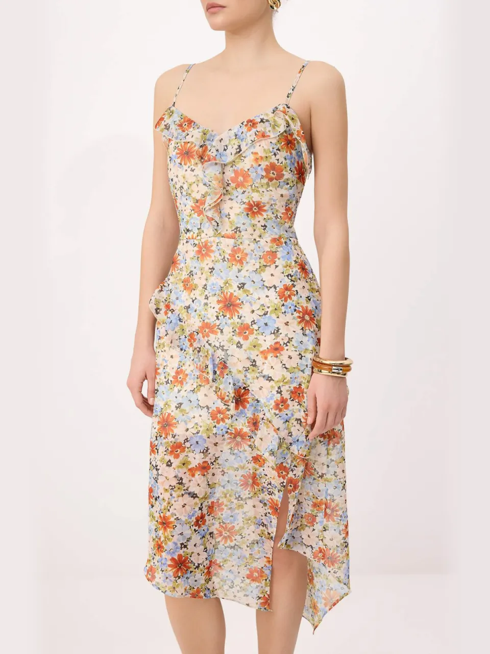 Trendyol TRENDYOLMİLLA Dames Meerkleurig Bloemen Midi Mouwloos Asymmetrisch Jurken veelkleurig, foto 2