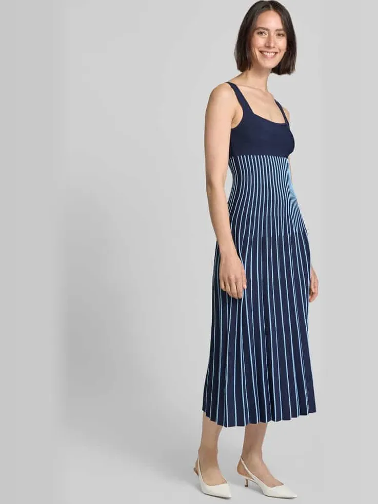 Staud Midi-jurk met plissévouwen, model 'ELLISON' marineblauw, foto 2