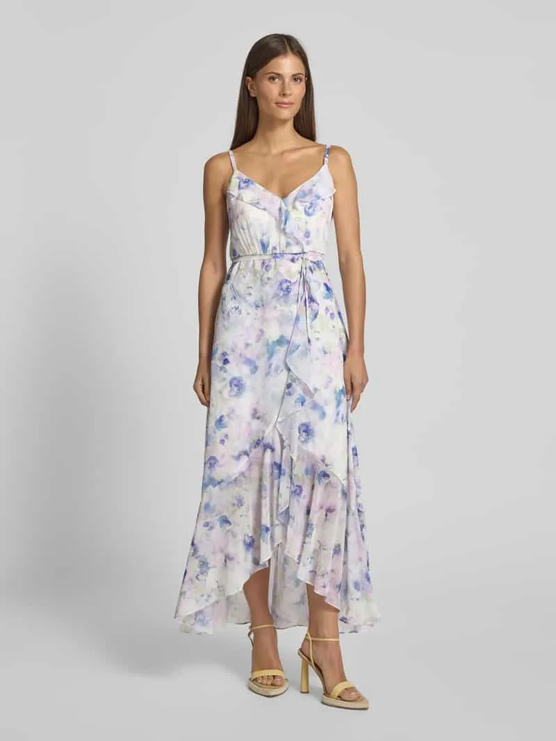 Jake*s Cocktail Midi-jurk met volants en strikceintuur Ecru