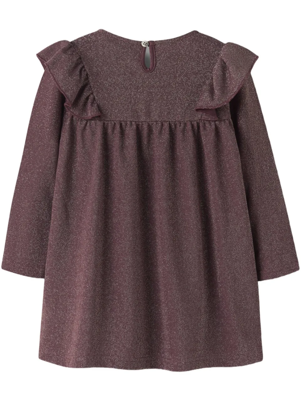 NAME IT MINI glitterjurk met ruches - wijnrood, foto 3