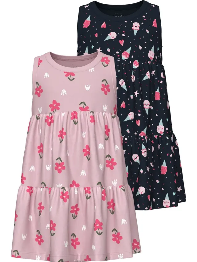 NAME IT NMFVIGGA 2P SPENCER DRESS Meisjes Jurk - Parfait PinkPack:Dark Sapphire