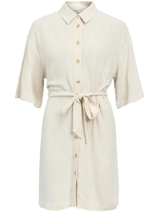 OBJECT COLLECTORS ITEM Object Objsanne 2/4 Lo Shirt Dress Dames - Jurk - Ecru