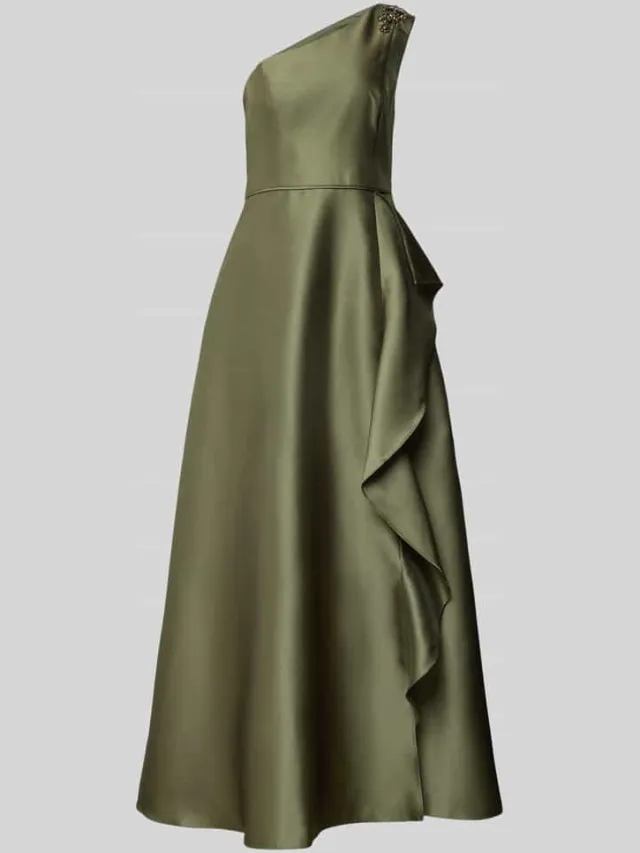 Adrianna Papell midi-jurk met ruches olijfgroen, foto 2