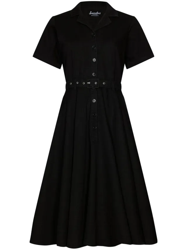 Succubus Clothing Ruby Denim 50's Swing Jurk Zwart