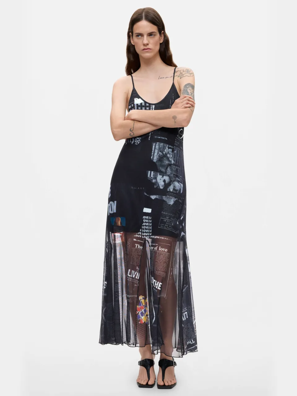Desigual midi jurk met print - zwart Zwart/wit