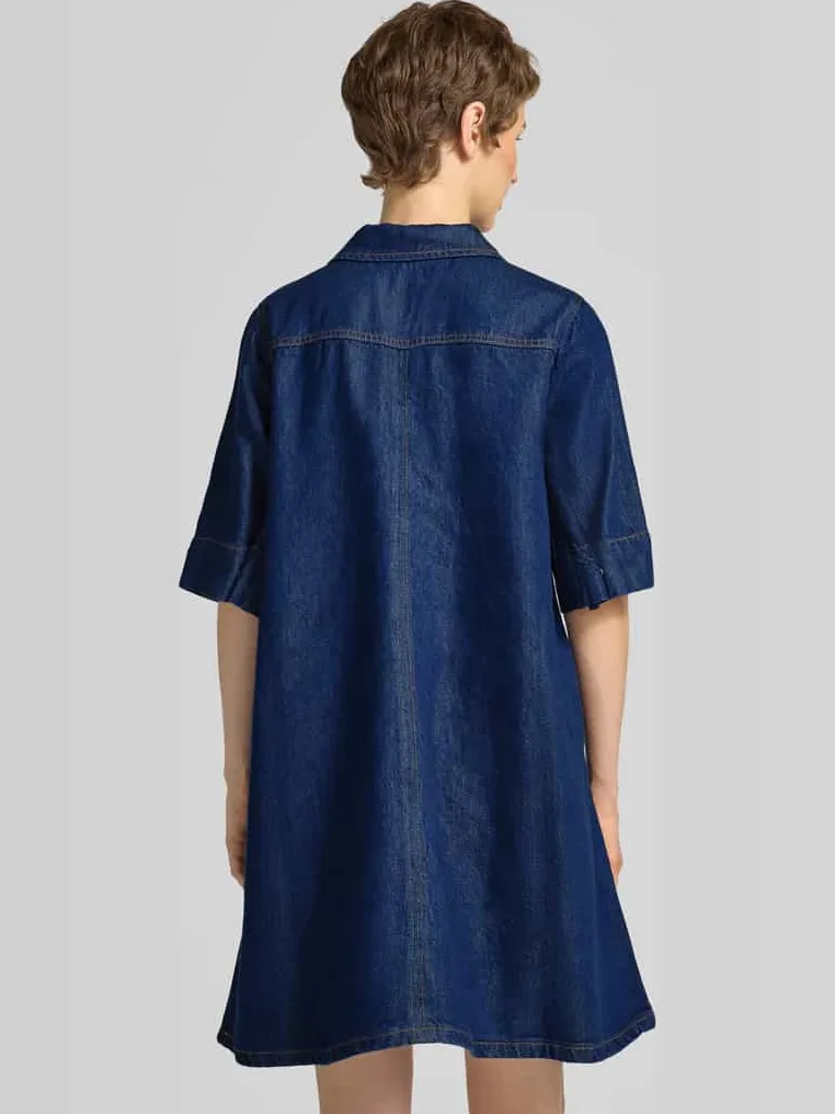 My Essential Wardrobe Jeansjurk van mix van katoen en lyocell met ritssluiting donkerblauw, foto 3