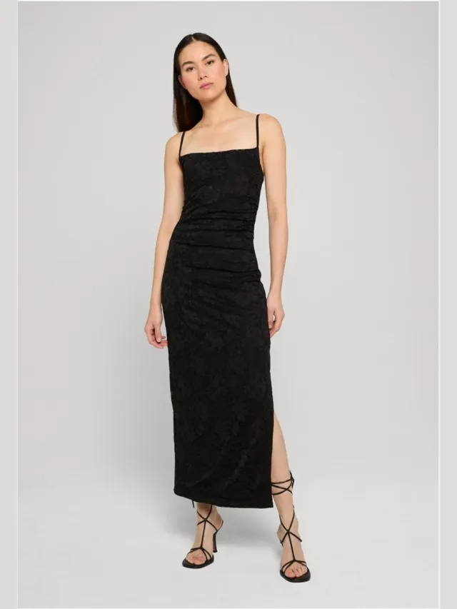Urban Classics Ladies Stretch Lace Dress Maxi-jurk zwart Nylon