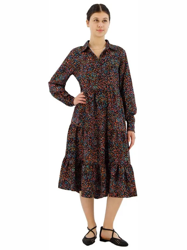 Replay W9776.000.73810 Lang Mouw Jurk Veelkleurig M Vrouw Blue