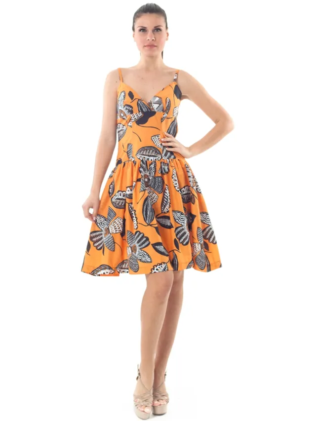 Conquista Jurk met Volle Rok en Taille Veelkleurig