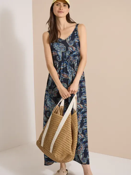 cecil Maxijurk met V-hals en print Blauw