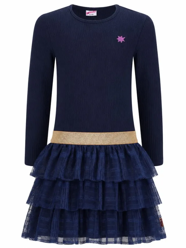 B.Nosy Y607-5818 Jurk meisjes blauw-164 Navy