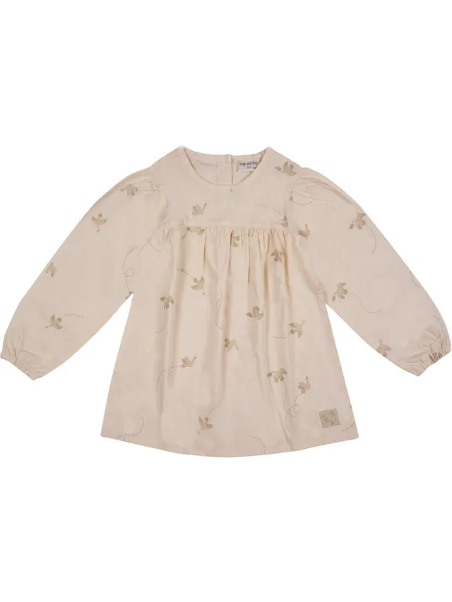 Frogs and Dogs Jurk Poplin | Beige - Katoen