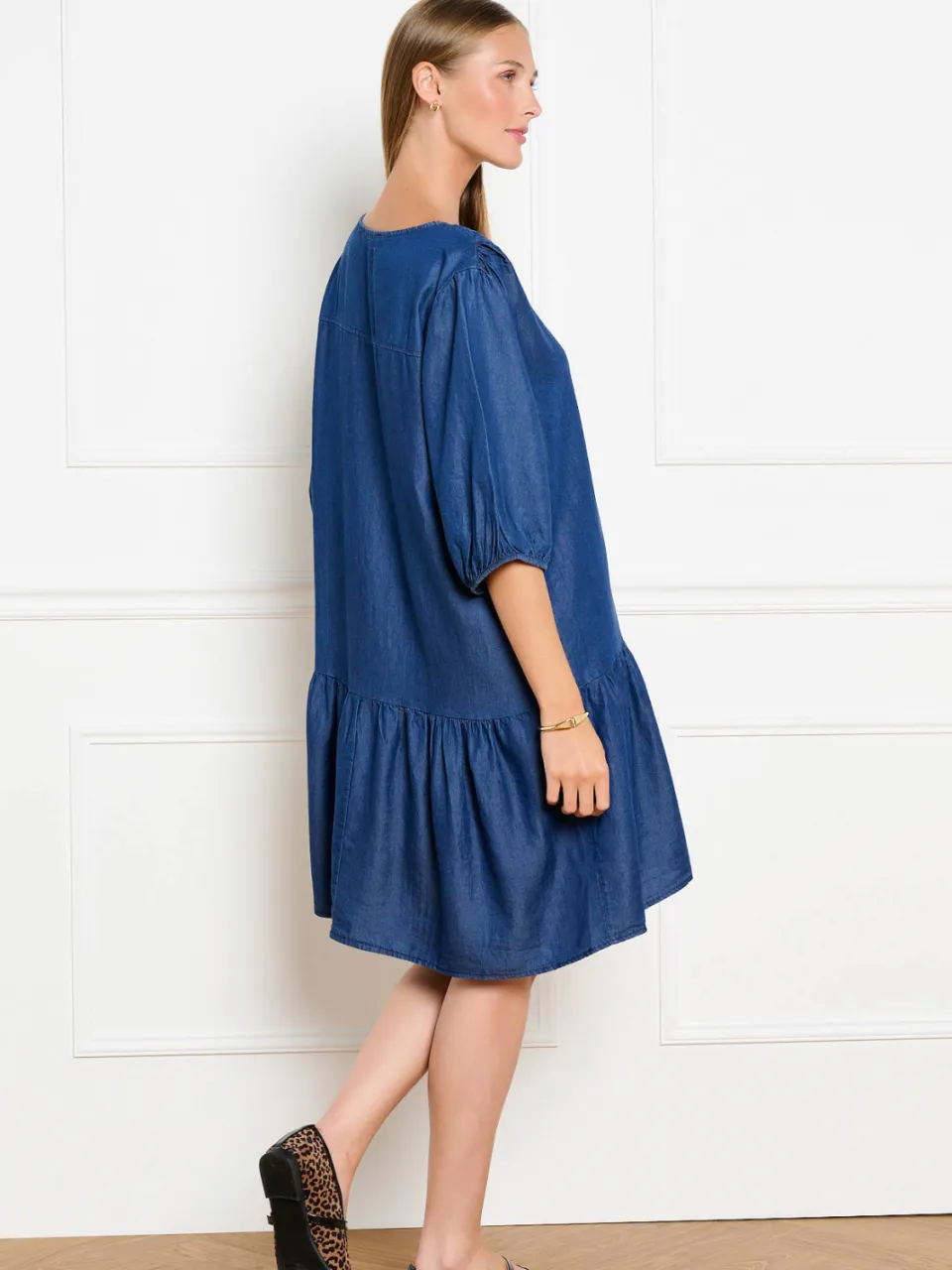 LOLALIZA korte jurk met ruches - donkerblauw, foto 4