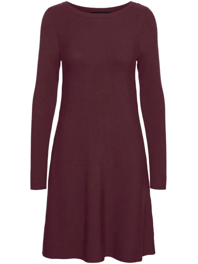 Vero Moda VMNANCY LS BOATNECK DRESS GA EXC - Dames - Mini jurken Winetasting