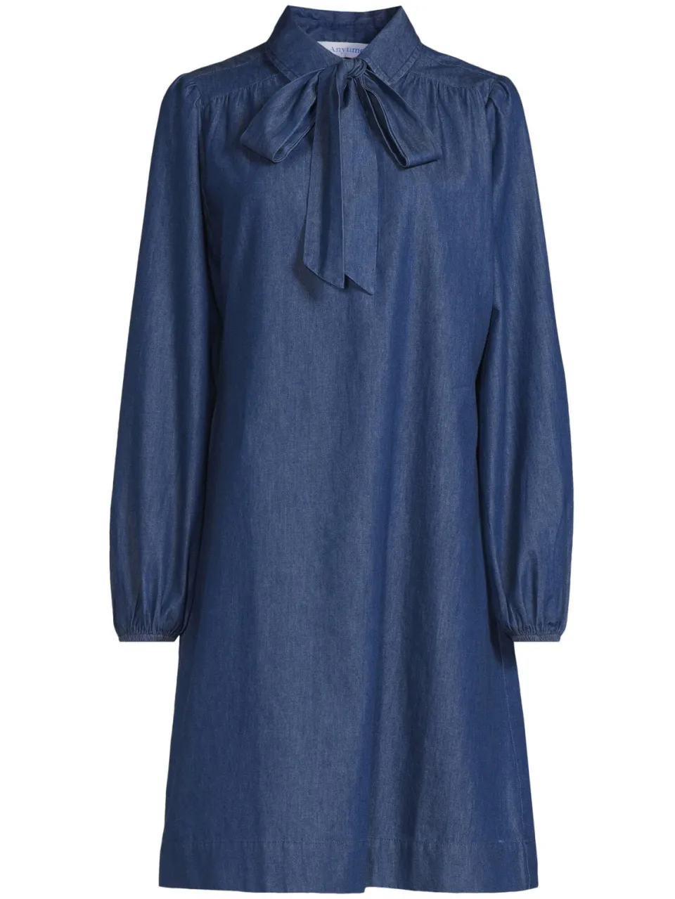 Anytime denimjurk met strikkraag dark blue, foto 2