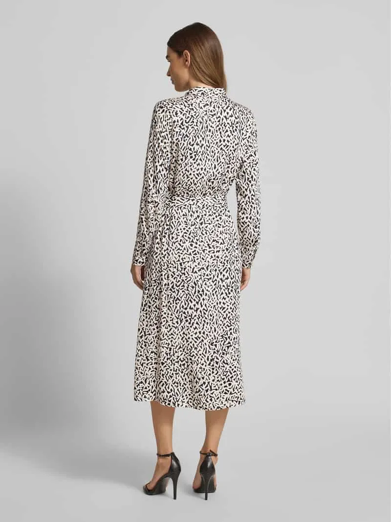 Milano Italy Midi-jurk met strikceintuur Zwart
