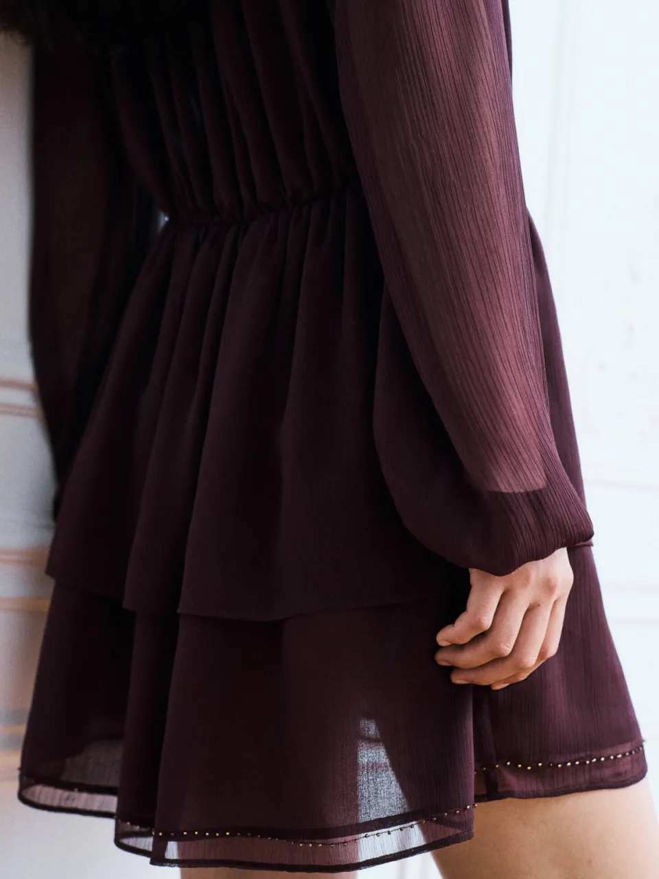 Mango TEEN midi blousejurk met borduursels - paars, foto 5