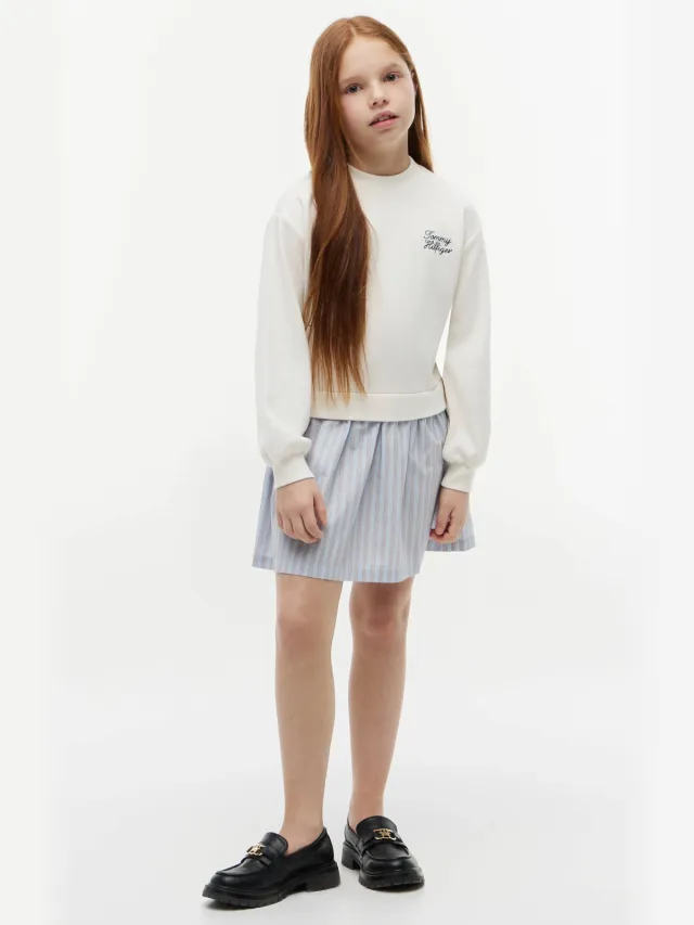 Tommy Hilfiger gestreepte korte jurk lichtblauw Lichtblauw/wit
