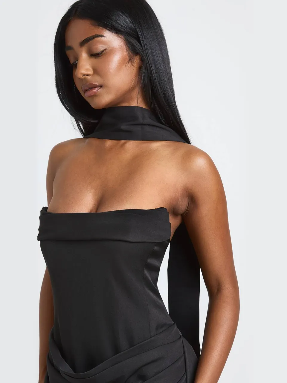 boohoo Dames Gestructureerde Mini Jurk Met Corsetdetail En Gedrapeerde Zijkant zwart, foto 4