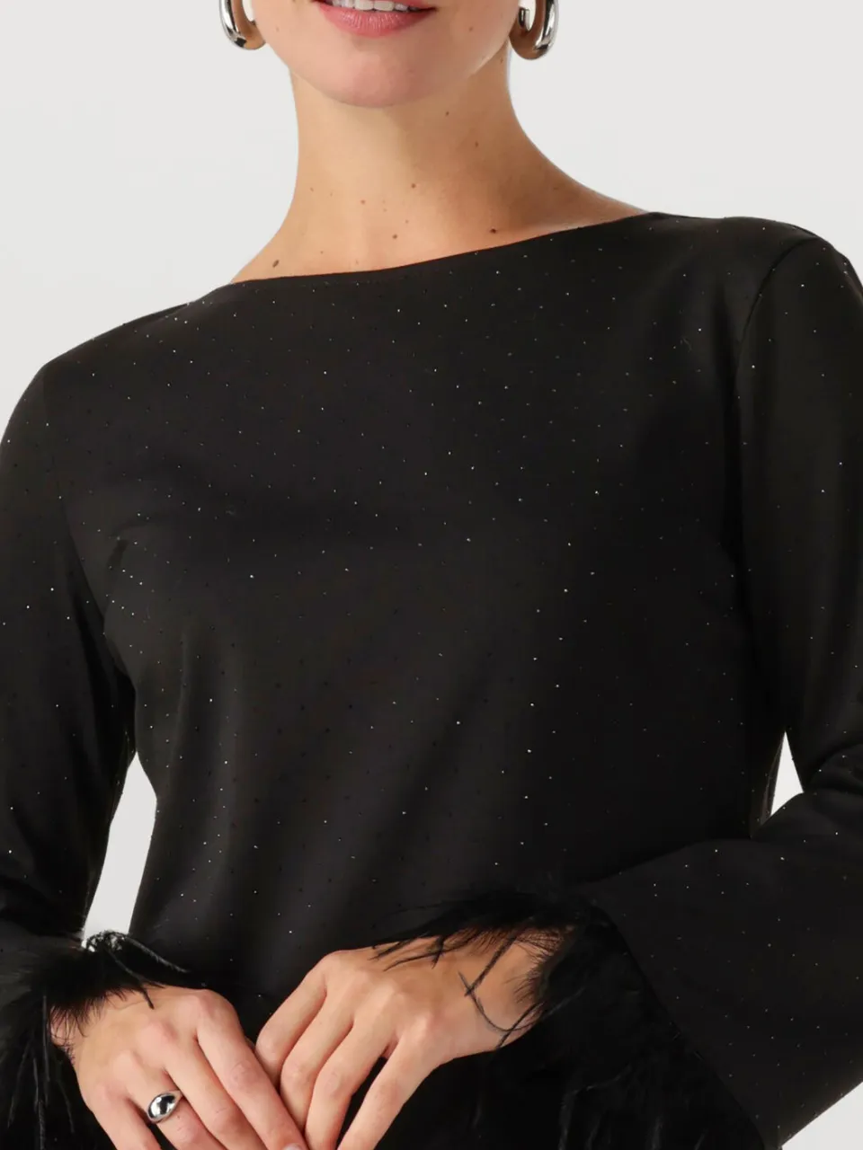 Ana Alcazar Dames Jurken Dress Feathers - Zwart, foto 3