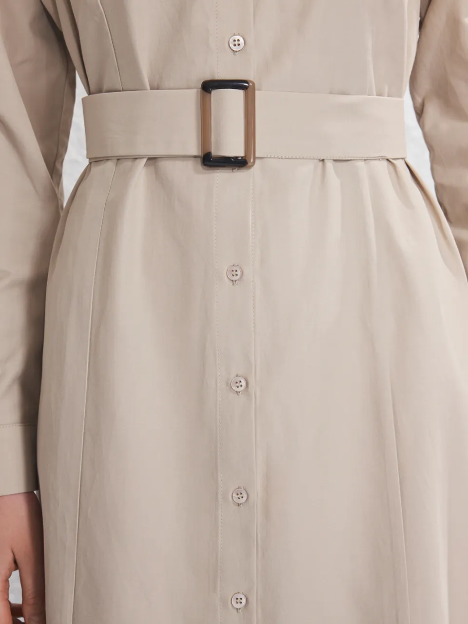 Trendyol Modest Dames Beige Effen Maxi Lang Casual Skater Modest Jurken, foto 2