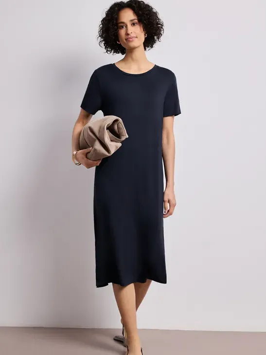 Street One Midi-jurk met korte mouwen en splitdetail Blauw