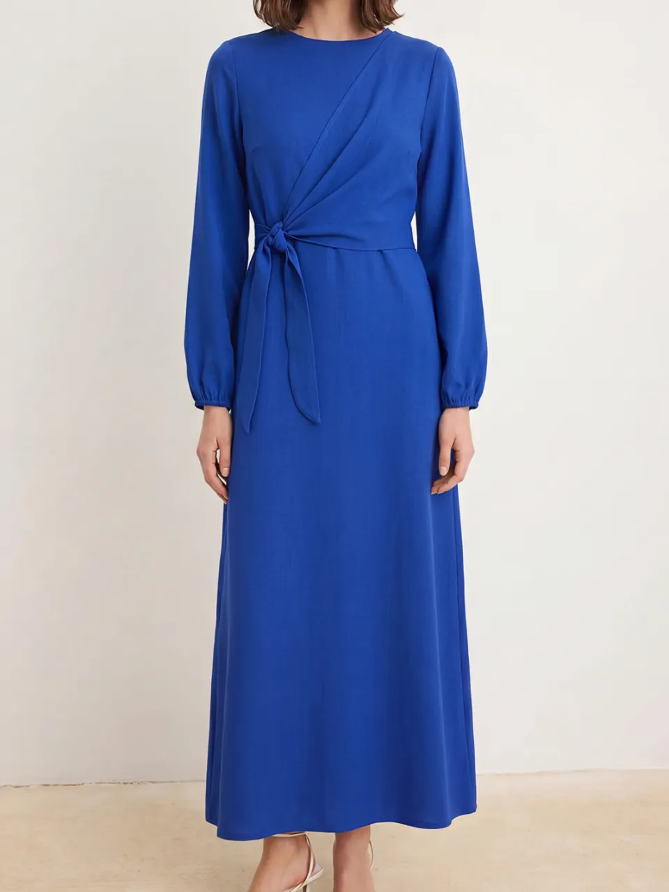 Trendyol Modest Dames Blauw Effen Maxi Lang Casual Double-breasted Modest Jurken, foto 2